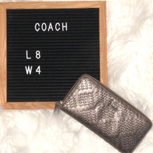 Coach Handbags - 🌸 COACH Pewter Madison Woven Leather Wallet
